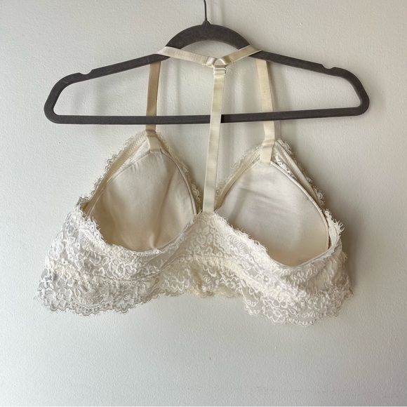 Aerie Ivory Lace Bralette XL | Racerback Padded Longline Lace Bra Lingerie Top - Picture 5 of 6